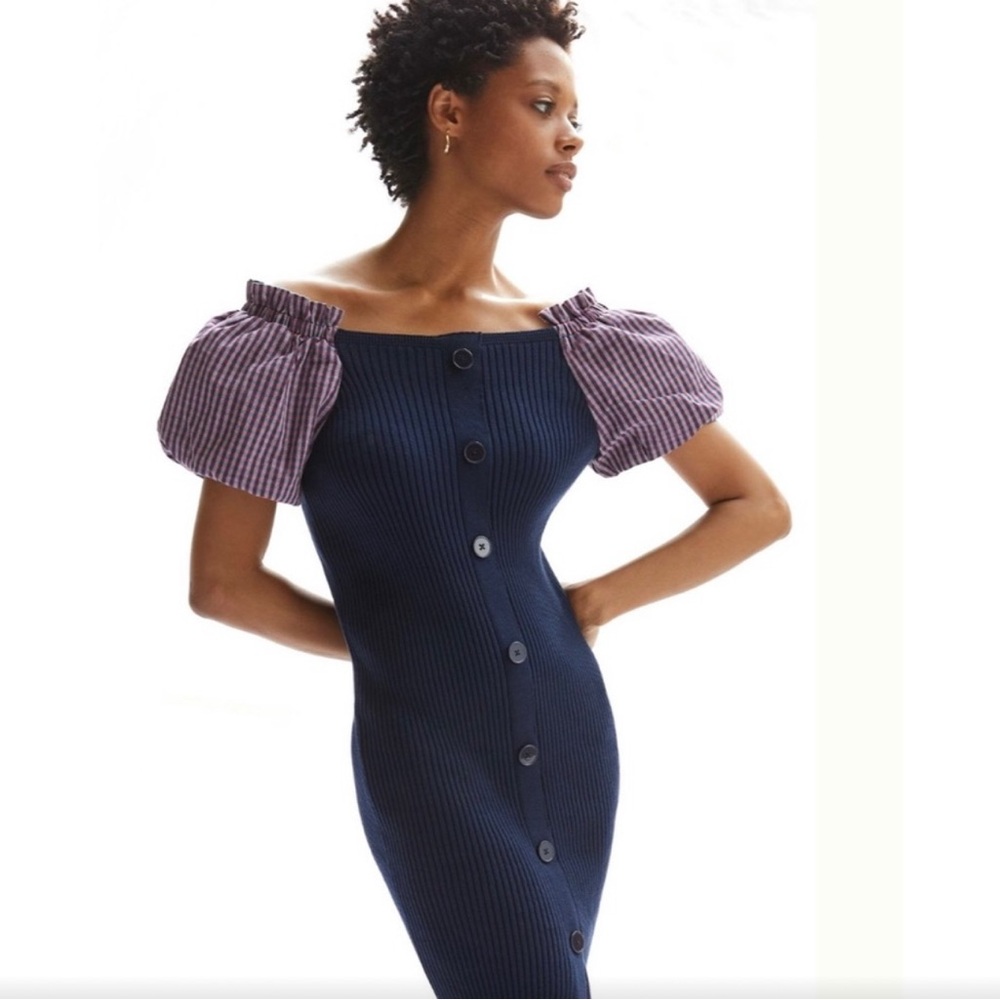 MAEVE Anthropologie Puff Sleeve Button Detail Sweater Dress Cocktail XL